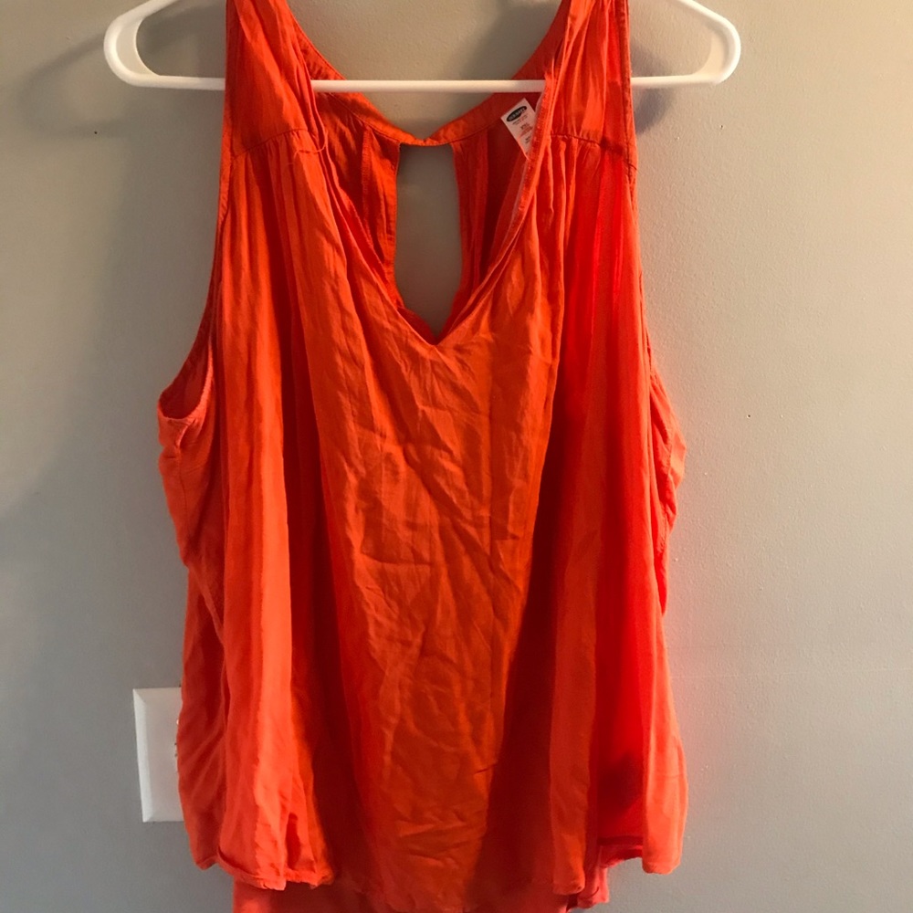 Preloved orange flow v-neck tank tee